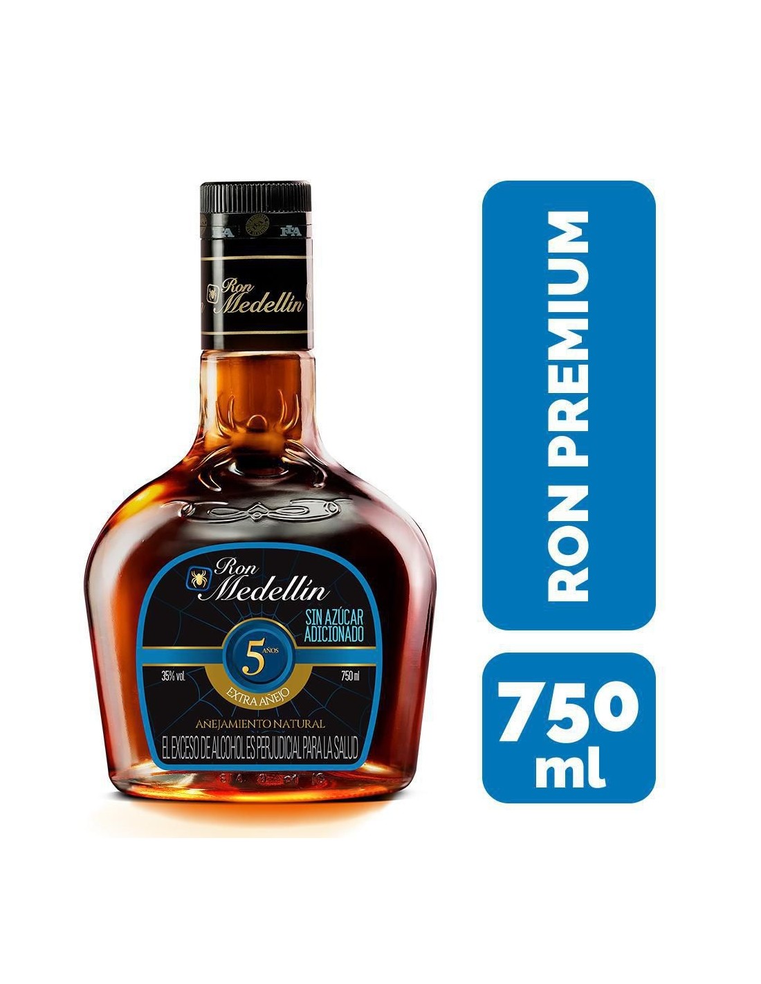Ron Medellín Ron Extra Añejo 5 Años sin Azúcar 750 ml