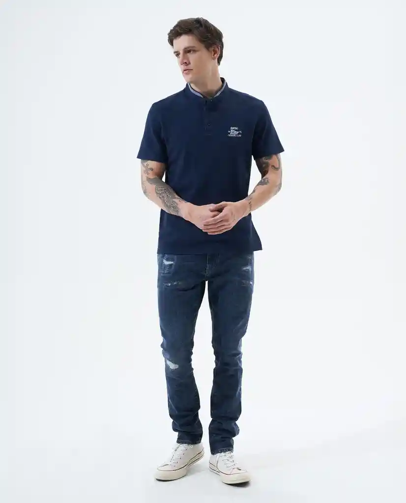 Camisa Polos Hombre Azul Oscuro Talla L 801f009 Americanino