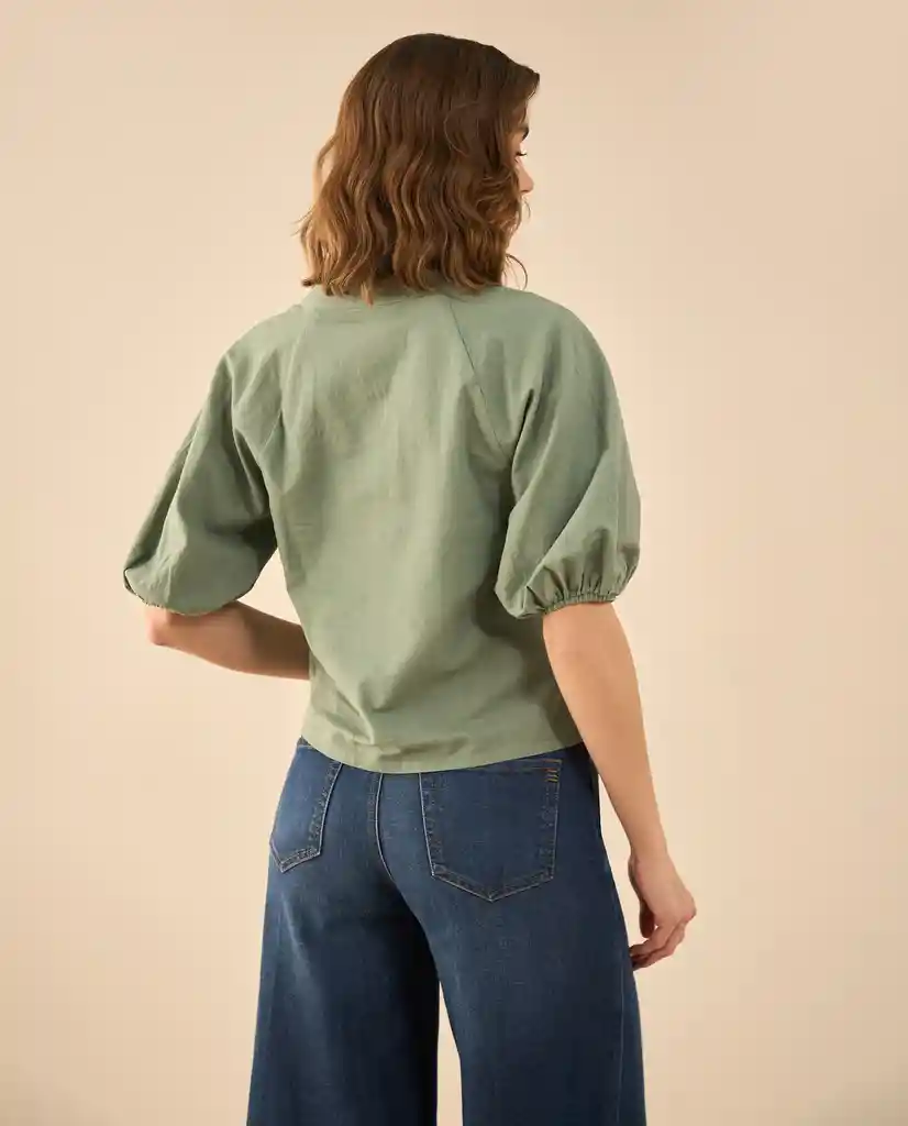 Camisa Verde Velado Medio Talla S 612G002 Esprit