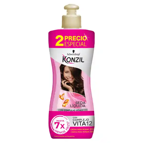 Konzil Crema Para Peinar Suavidad y Brillo Seda 230 mL x 2 Und