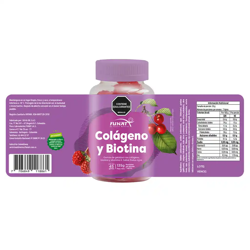 Funat Goma de Gelatina con Colágeno y Biotina