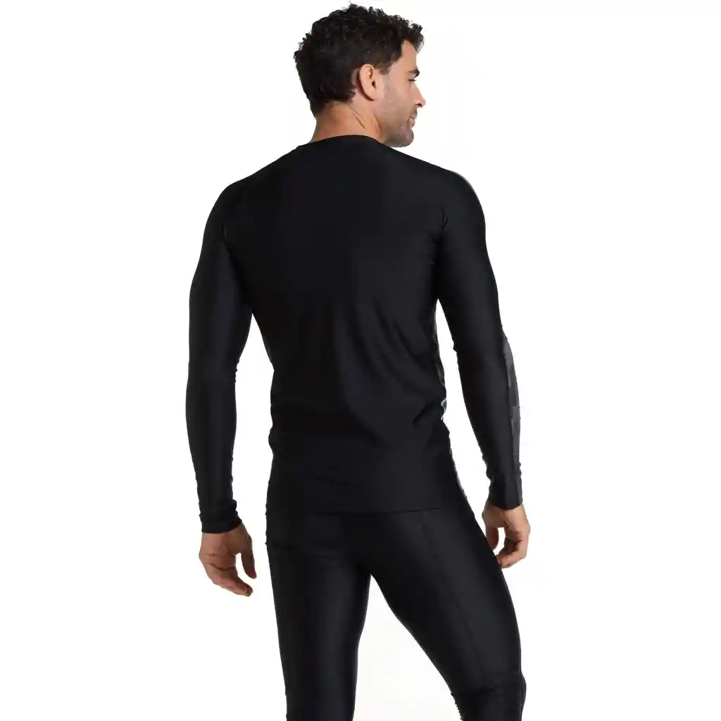 Camiseta Manga Larga Sunshine Marine Dot Linear Hombre Negro-xl