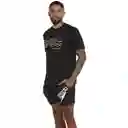Camiseta Manga Corta Madarin Splice Hombre Negro-m