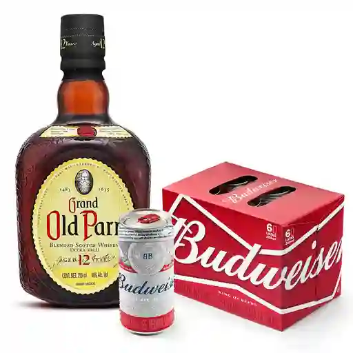 Whisky Old Parr 750 + Six Pack Budweiser Lata 269 Ml