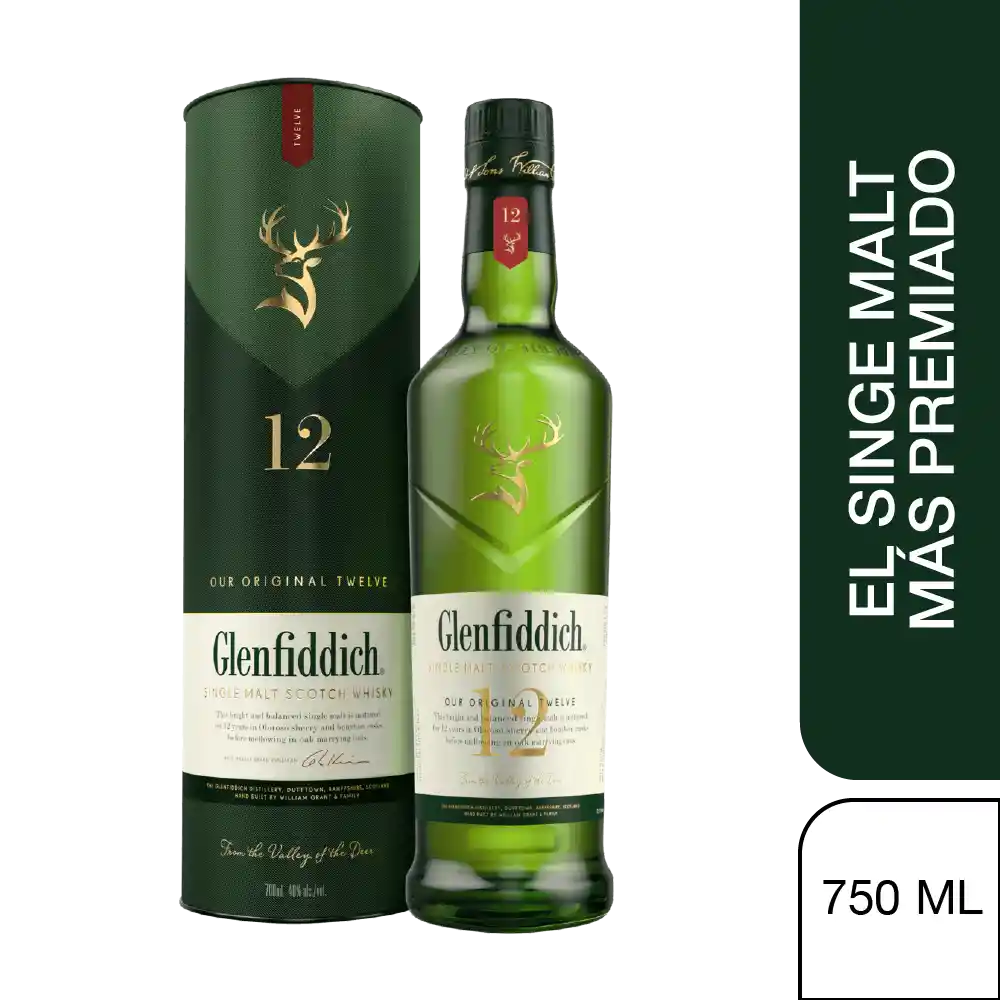 Glenfiddich Whisky 12 Años Single Malt