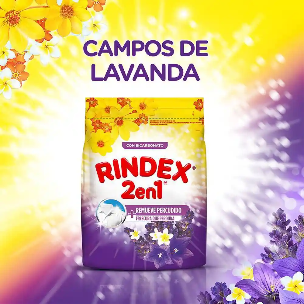 Rindex Detergente para Ropa en Polvo Campos de Lavanda 2 en 1