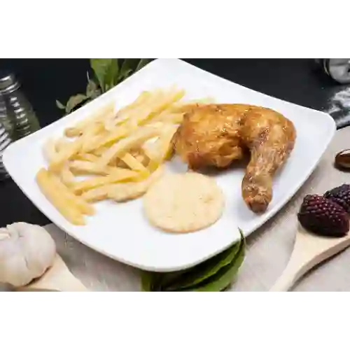 1/4 de Pollo Frito con Papa Francesa