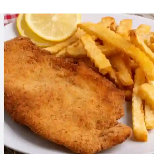 Chuleta de Pollo+papa Francesa+gaseosa