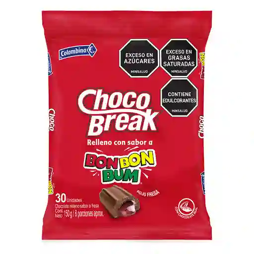 Choco Break Chocolatina con Relleno Sabor Bon Bon Bum