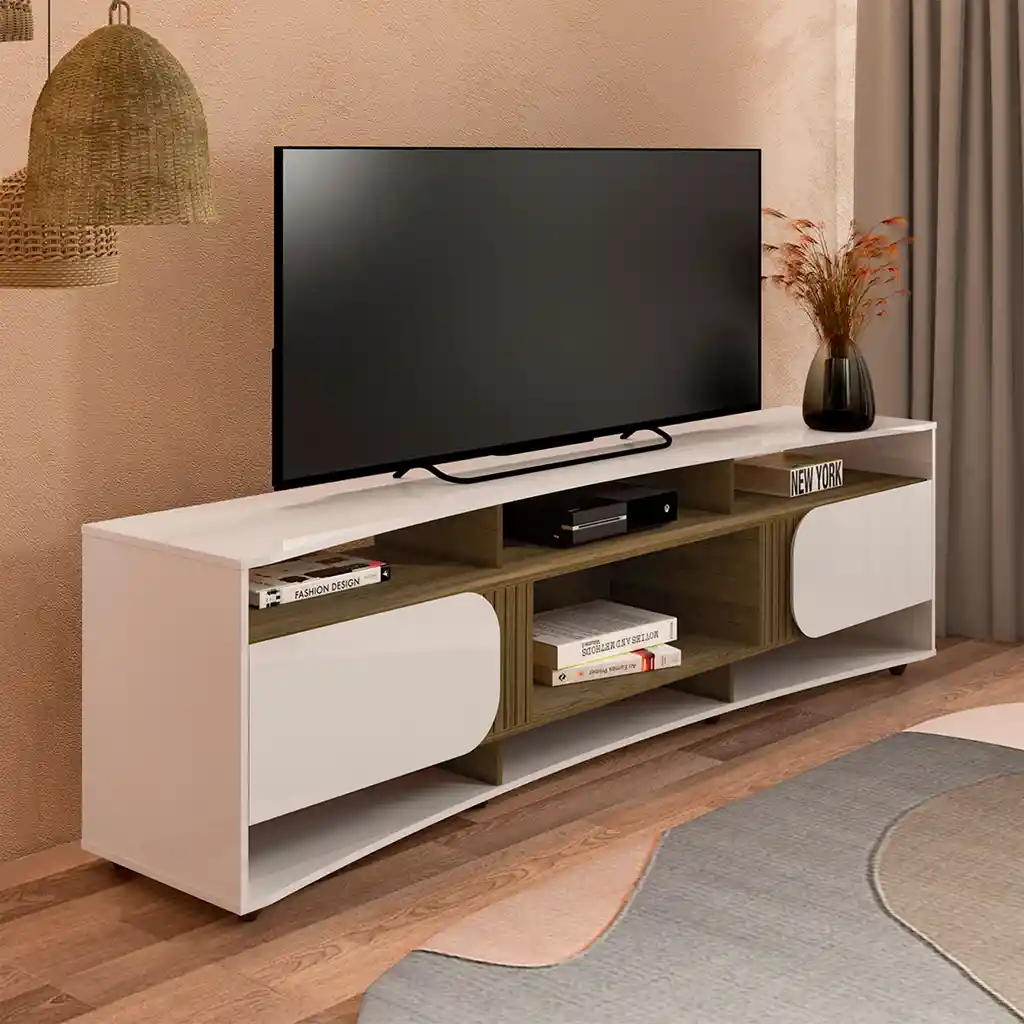 Mueble Para Tv 86" en Mpd Pino y Off White