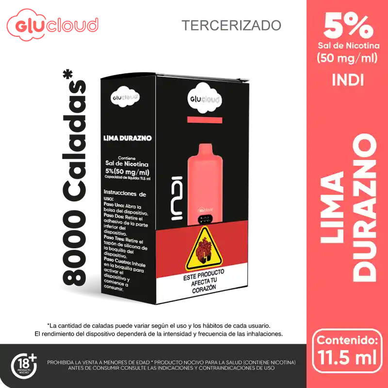 Glucloud Vapeador Lima Durazno Indi