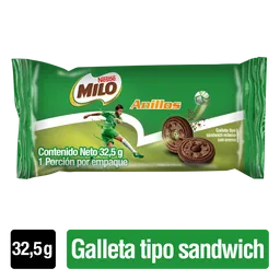 MILO Anillos galletas tipo sándwich rellenas con crema x 32,5g