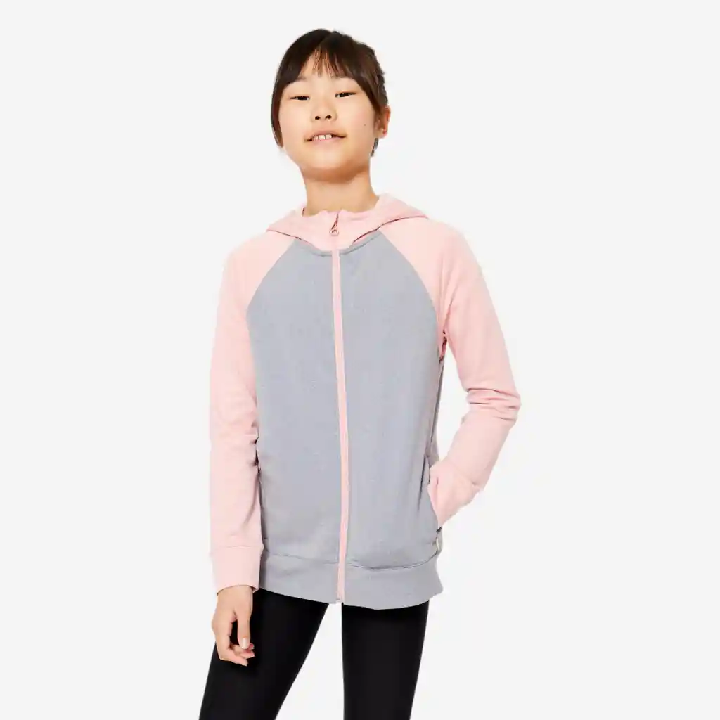Chaqueta Deportiva Transpirable Para Niña Domyos 500 - Rosado/gris