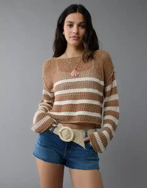Suéter Mujer Beige Talla: MEDIUM 1572200 American Eagle