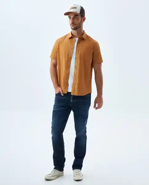 Camisa Hombre Café Talla M 819f002 Americanino