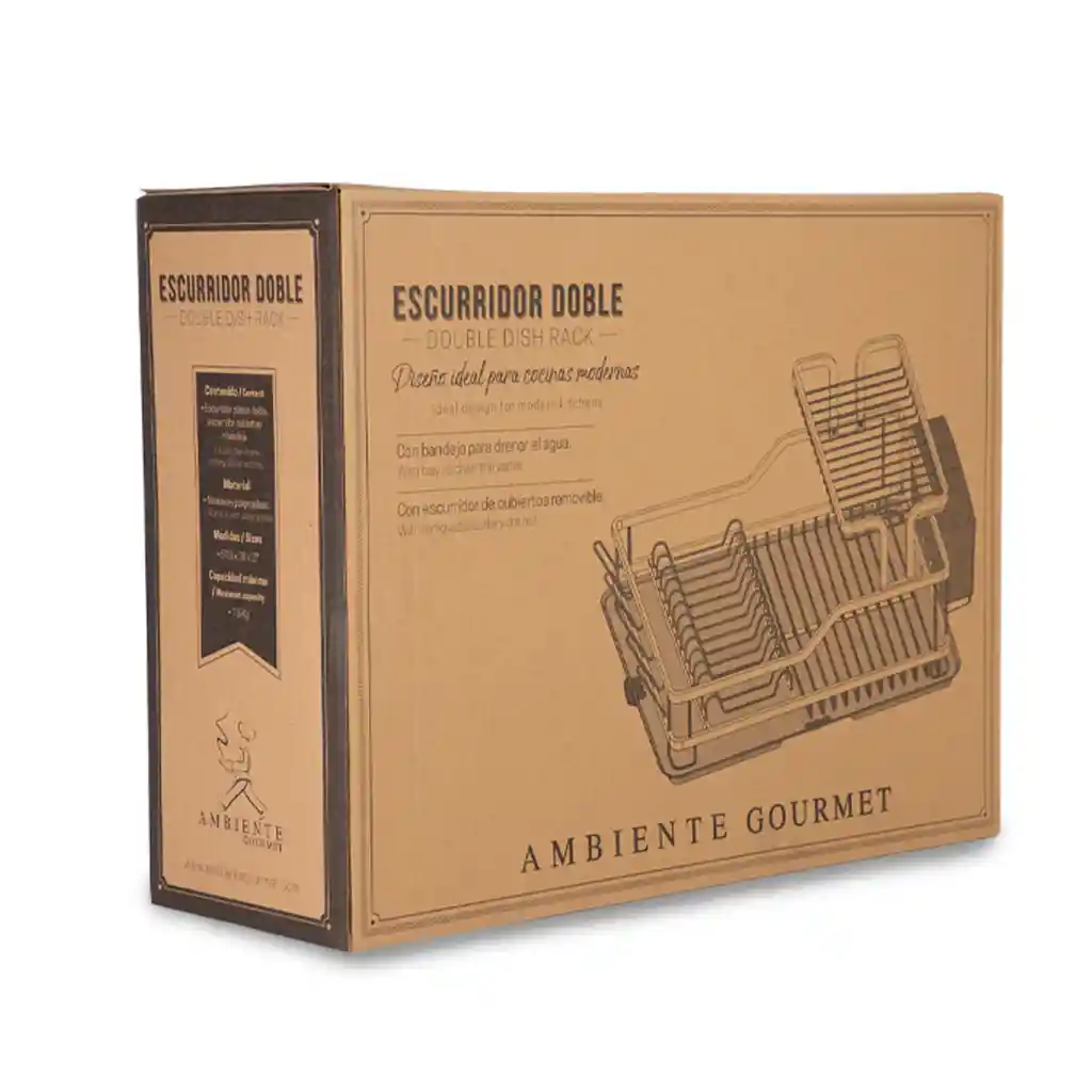 Escurridor Doble Blanco 597 x 350 x 273 cm Ambiente Gourmet