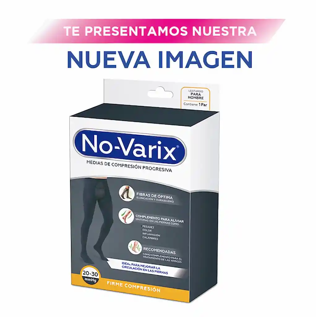 No-Varix® Leotardo Masculino Opaco 20-30 mm/hg Navy Large