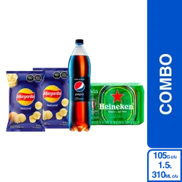 Combo Heineken + Pepsi Cero 1.5 L + 2 Papas Margarita Natural