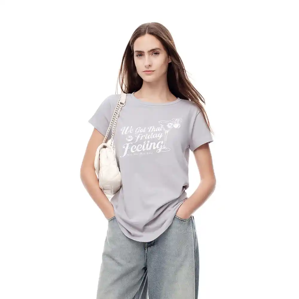 Camiseta Manga Corta en Algodon Femenino Loren Gef Talla