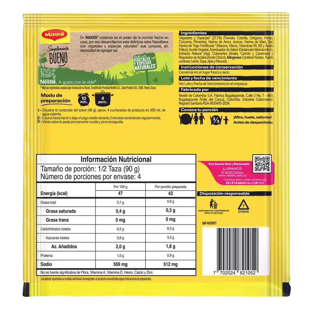 Base para pasta MAGGI Napolitana x 48g