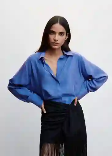 Camisa Lima Azul Talla S Mujer Mango