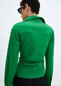 Camisa Frunci Verde Talla S Mujer Mango