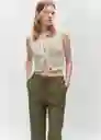 Pantalón Fluido Khaki Talla L Mujer Mango