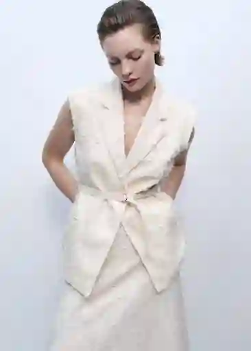 Chaleco Floc Offwhite Talla XS Mujer Mango