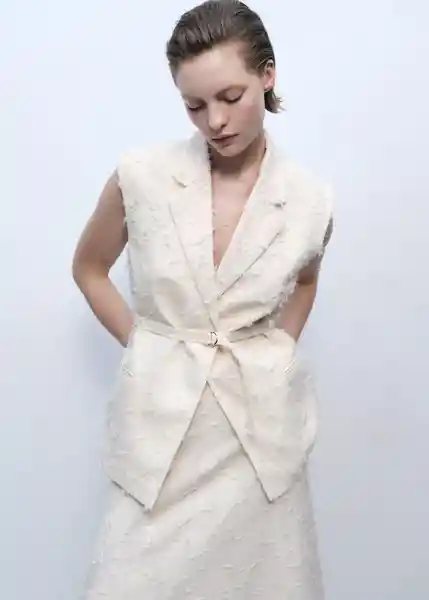 Chaleco Floc Offwhite Talla XS Mujer Mango