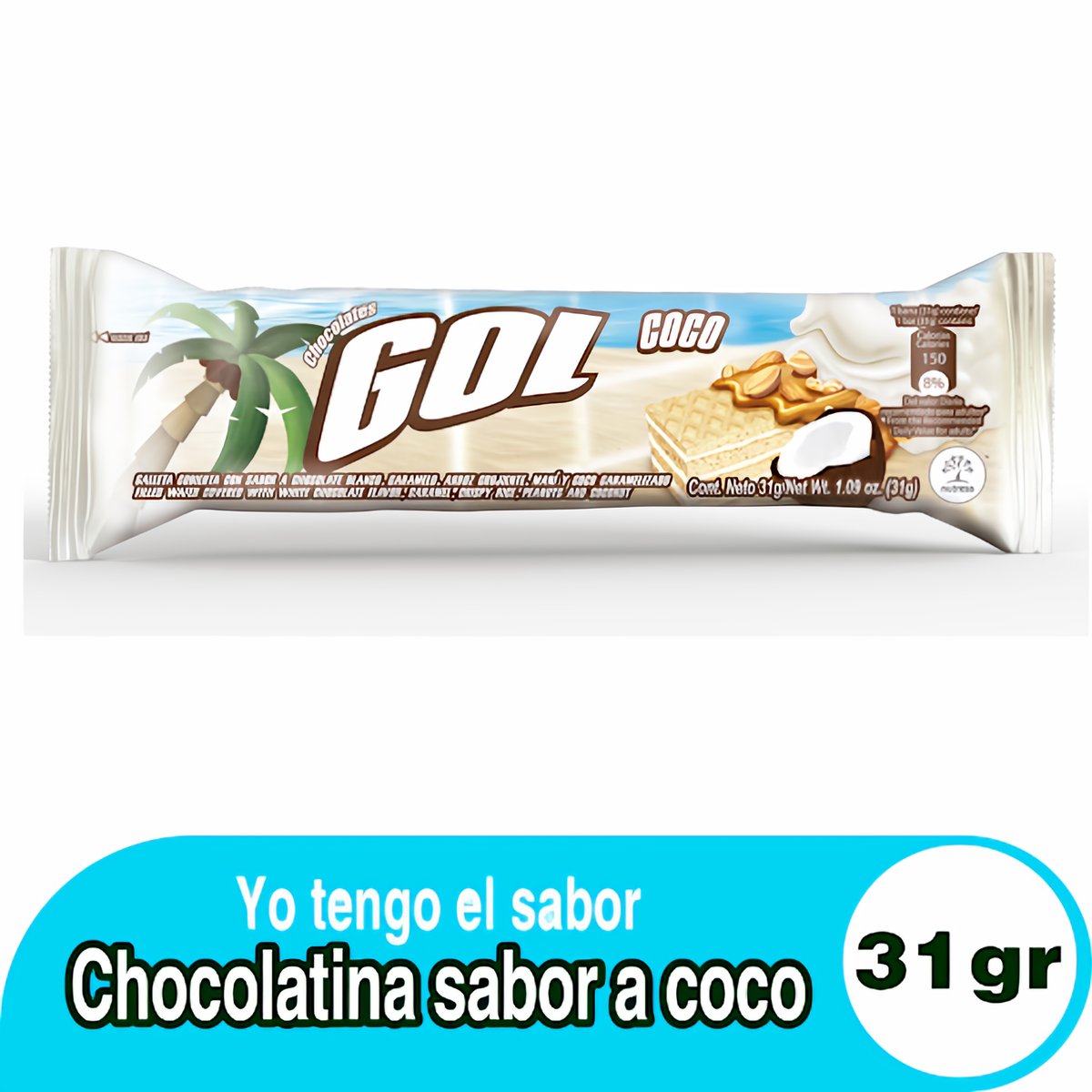 Gol Galleta Cubierta de Chocolate Blanco con Coco Caramelizado 31 g