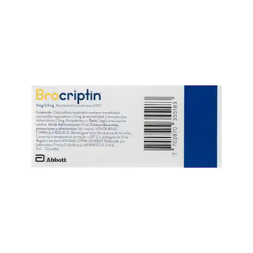 Brocriptin Lafrancol 5 2 5Mg 10 Tab Masticables