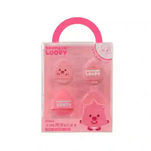 Set Esponja Maquillaje Con Estuche Almacenamiento Loopy Miniso