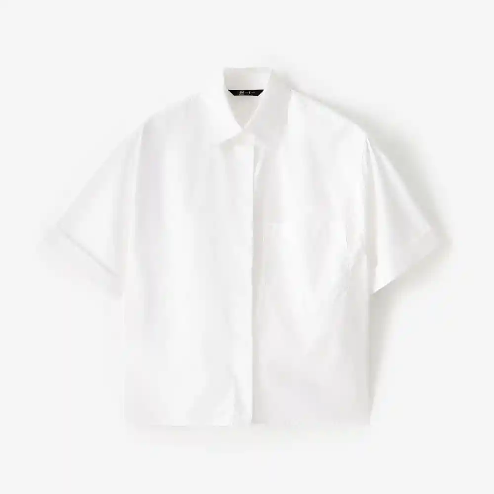 Camisa Manga Corta Oversized Largo Asimétrico Femenino Lepag Gef Talla M