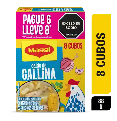 Caldo de Gallina MAGGI paga 6 lleva 8 cubos x 88g