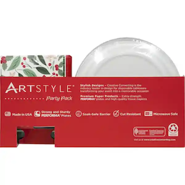 Artstyle Kit de Platos y Servilletas Desechables Navideños