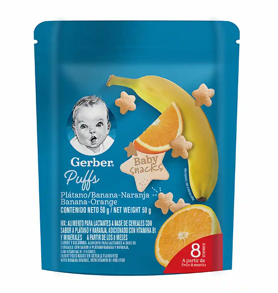 Galletas de cereal GERBER® Puffs Banana Naranja x 50g