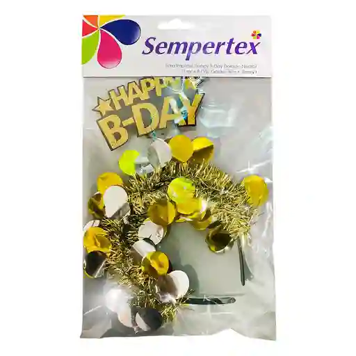 Tiara Carton Happy Bday Dorado Negr Sempertex 7703340400433