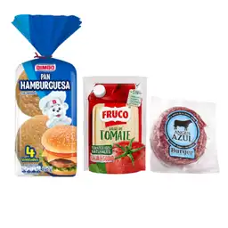 Combo Pan Hamburguesa + Carne + Salsa de Tomate
