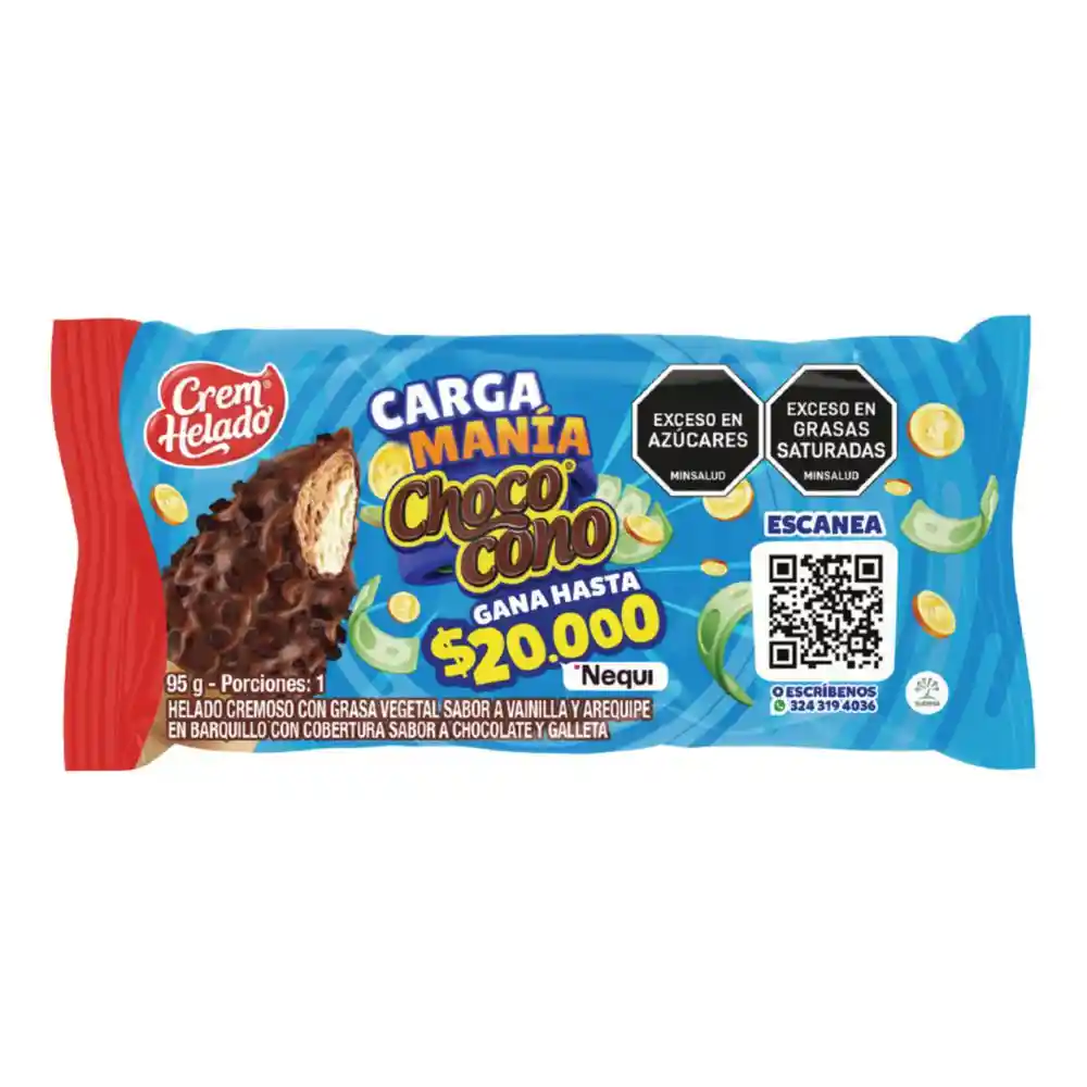 Promo 2025 Chocono Flow Crem Helado Vainilla Arequipe (95 Gr)