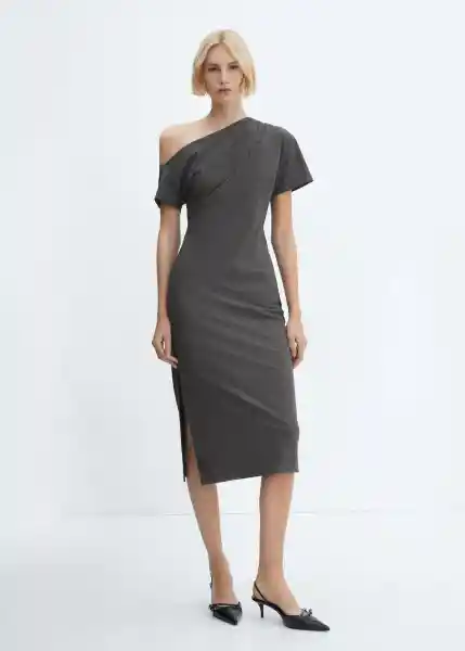 Vestido Adriana2 Gris Medio Vigoré Talla L Mujer Mango