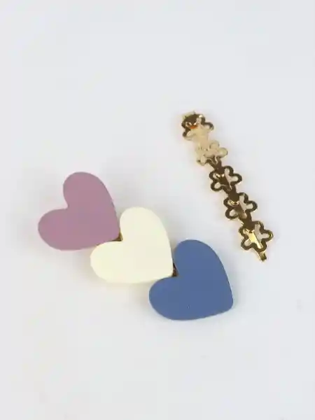 Set Clip Color Heart Fuxia