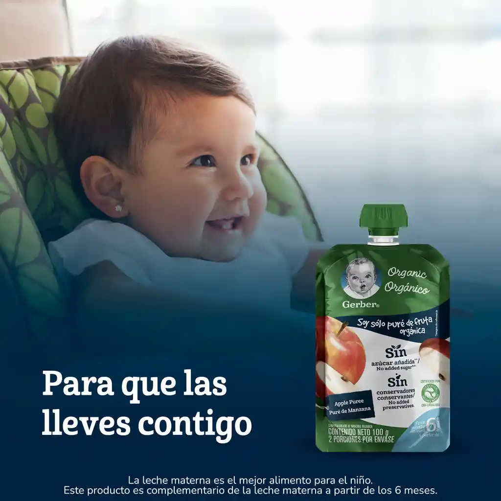 Compota orgánica GERBER manzana x 100g