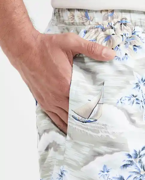 Short Sailor Palms Swimwear Gris Laurel Medio Talla M Chevignon