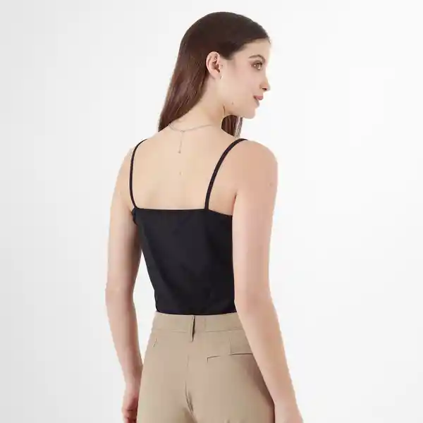 Camiseta Cuello V Manga Tiras Negro Talla M 726658