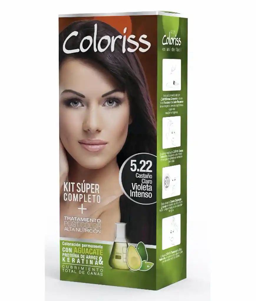 Coloriss Tintura Capilar Tono Castaño Claro Violeta Intenso 5.22