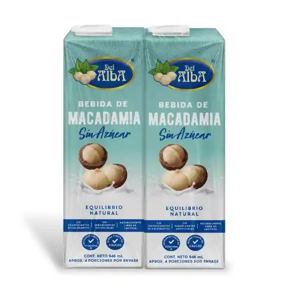 Del Alba Bebida de Macadamia Sin Azúcar 946 mL