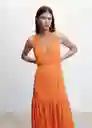 Vestido Cobalto Naranja Talla 18 Mujer Mango