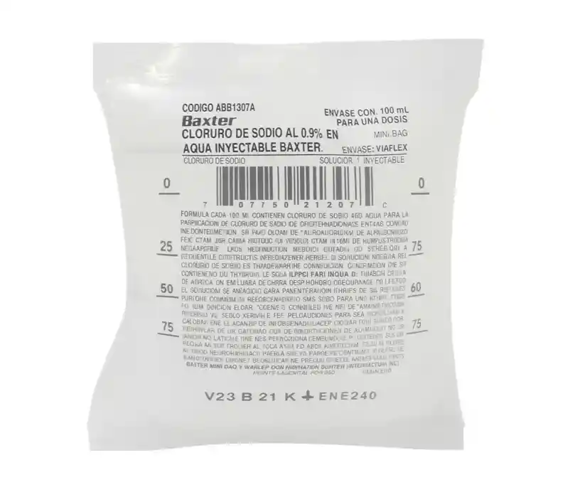 Baxter Minibag Cloruro de Sodio Vbb0148L (0.9%) SOL INY BOL X 100ML