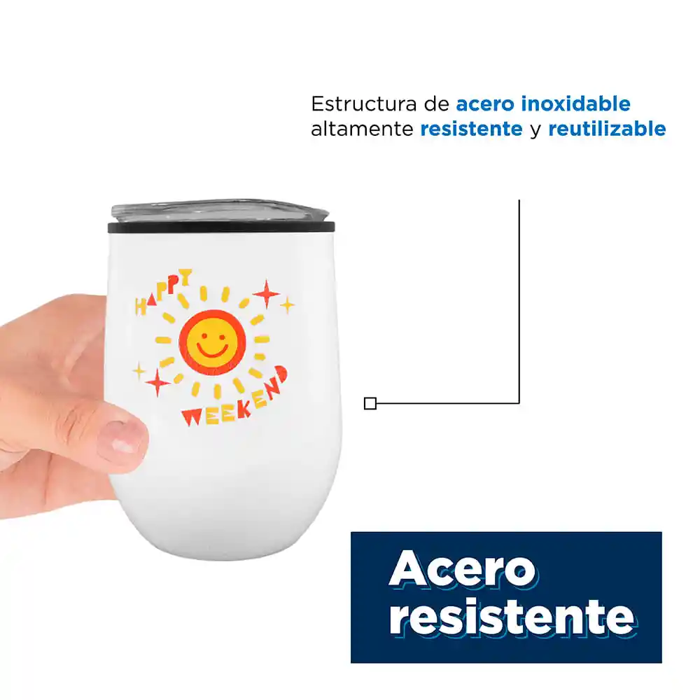 Miniso Vaso de Acero Inoxidable Impreso Sol 350 mL