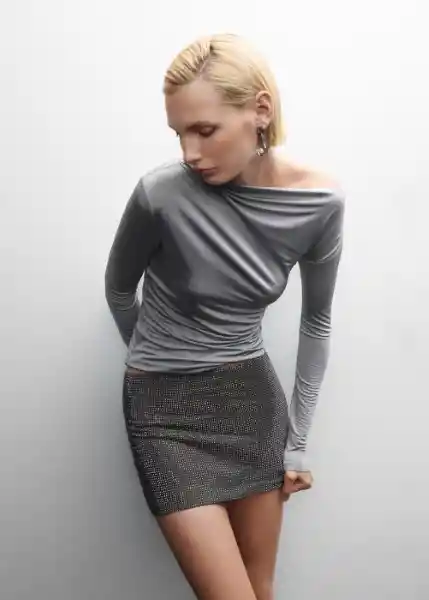 Falda Bahama Plata Talla L Mujer Mango